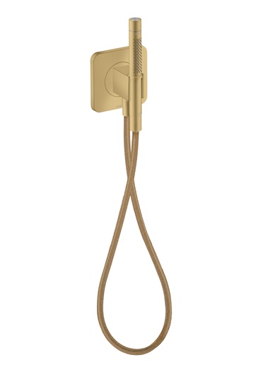 Hansgrohe Schlauchanschluss und Brausehalter Axor Citterio C softsquare mit Stabhandbrause 2jet brushed gold optik 49626250