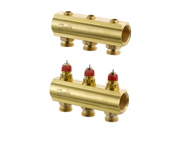 Danfoss Fussbodenheizungs-Verteiler FHF-3, 3 Kreise, ohne Durchflussanzeige 088U0503