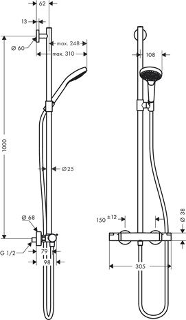 Hansgrohe Showerpipe Croma Select S Multi SemiPipe weiss/chrom 27247400