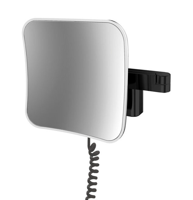 Emco LED-Kosmetikspiegel Evo 5-fach, 2-armig 209x209mm schwarz, Stecker, 2 Schalter, Farbwechsel, dimmbar 109513351
