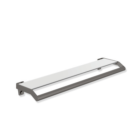 HEWI Ablage mit Haltegriff System 900, Edelstahl, Glasplatte, weiß, 720mm breit, 188mm tief, dunkelgrau perlglimmer tiefmatt 900.03.00060 SC