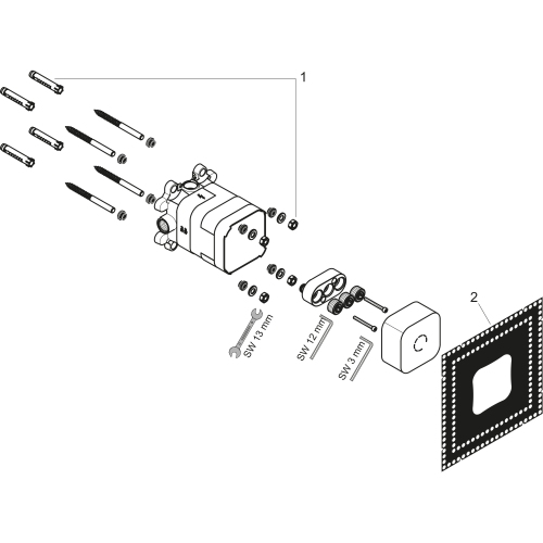 Hansgrohe Grundset für Kopfbrause 2-jet mit Brausearm Axor 35361180
