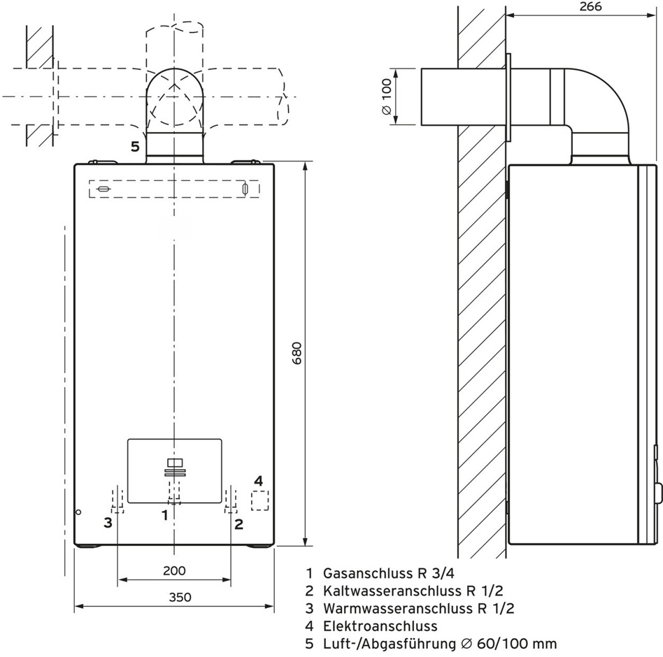 Vaillant Warmwasser-Geyser turboMAG 145/1 E-Gas 0010023422
