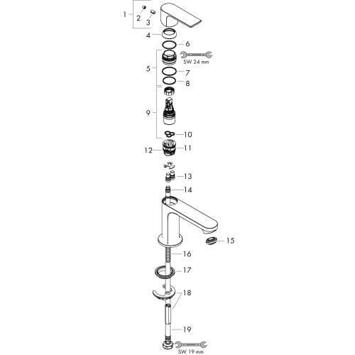 Hansgrohe Rebris E Standventil 80 mit Hebelgriff ohne Ablaufgarnitur, Mattschwarz 72506670