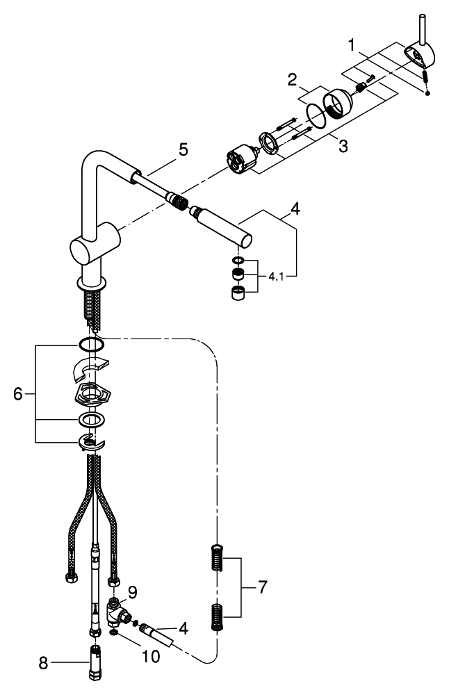 Grohe Minta Einhebel-Spültischbatterie chrom L-Auslauf Niederdruck, Ausladung 246mm 31397000