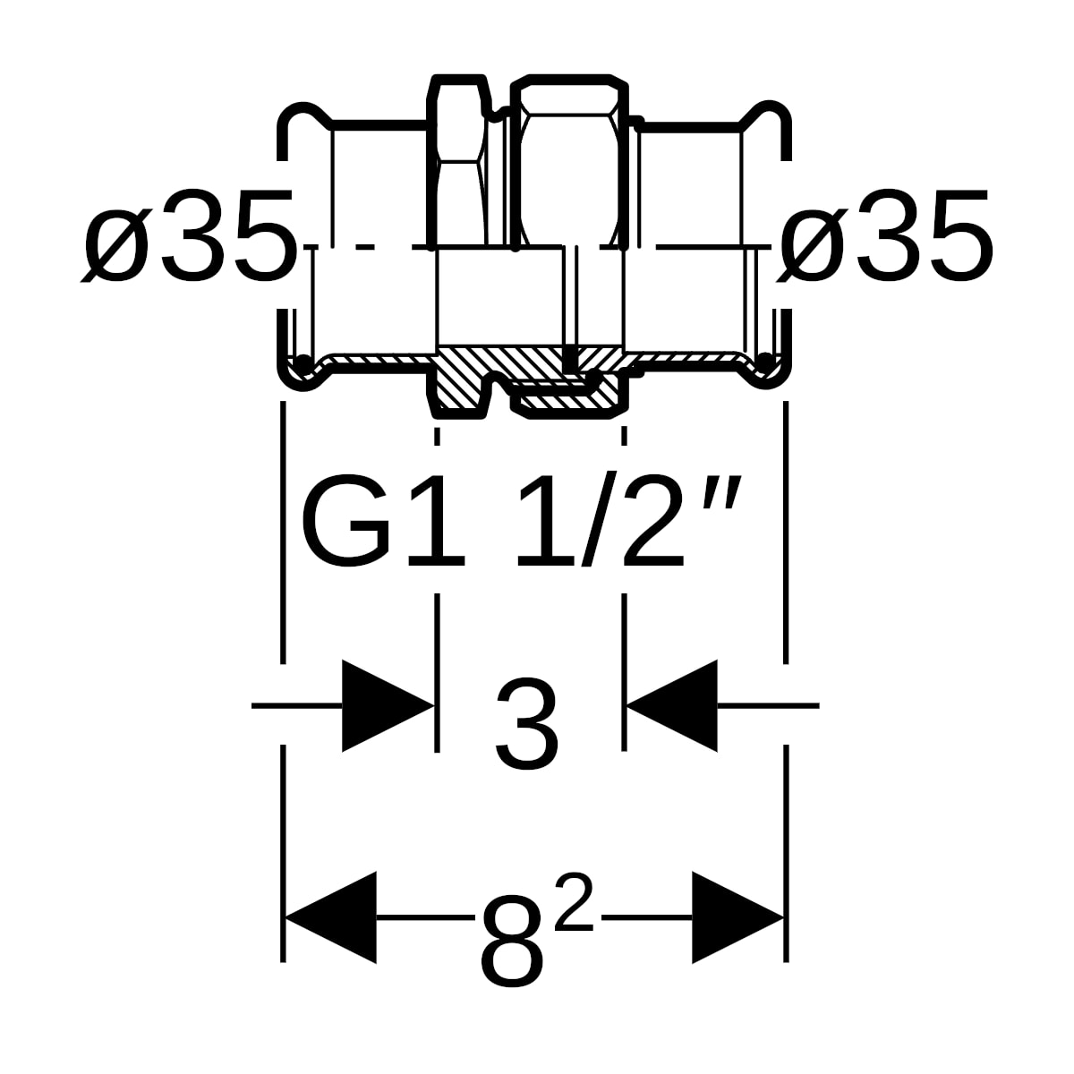 Geberit Mapress Edelstahl Verschraubung mit Überwurfmutter d35 35394