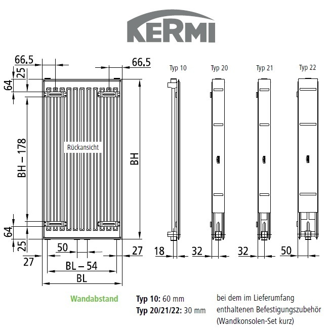 Kermi x2 Heizkörper Verteo Line Typ 22 H: 140 L: 80cm weiß PLS221400801X3K