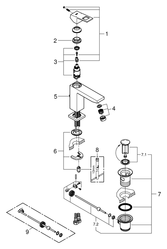 Grohe Eurocube Einhand-Waschtischbatterie supersteel mittelhohe Ausführung 23445DC0