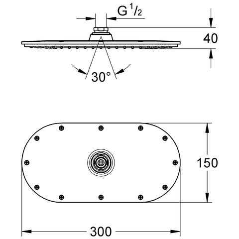 Grohe Rainshower Veris Kopfbrause 300 chrom, 300 x 150mm 27470000