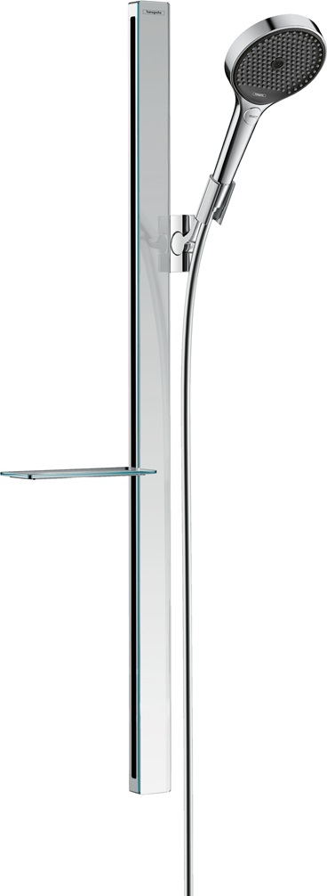 Hansgrohe Rainfinity Brauseset 130 3jet EcoSmart mit Brausestange 900mm und Ablage, Chrom 27672000