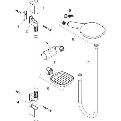 Hansgrohe Brauseset Raindance Select E 120 3jet mit Brausestange 900mm und Seifenschale, Weiß/Chrom 26621400