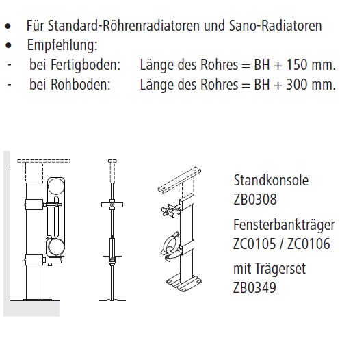 Arbonia Ständerkonsole H=1200mm, weiß ZB03080009