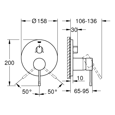 Grohe Einhand-Batterie Essence Fertigmontage-Set supersteel für 35604 3-Wege Umstellung 24169DC1