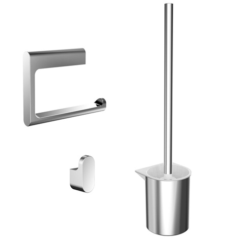 Emco WC-Set Flow Inhalt:Papierhalter mit Deckel, Bürstengarnitur, Haken chrom 279800101