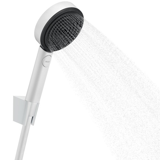 Hansgrohe Porterset Pulsify Select S 105 3 jet mit Brauseschlauch 1250mm mattweiß 24302700