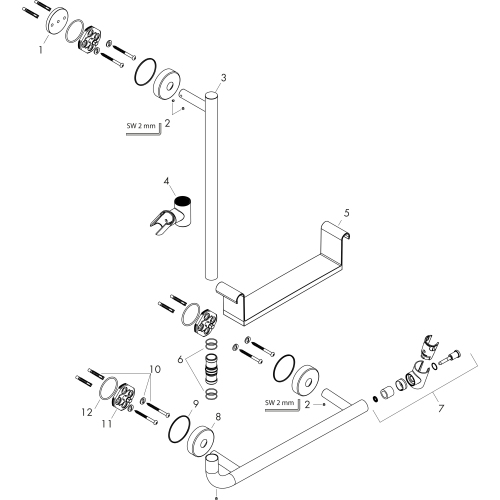 Hansgrohe Brausestange Unica Comfort 1100mm Links weiss/chrom 26403400