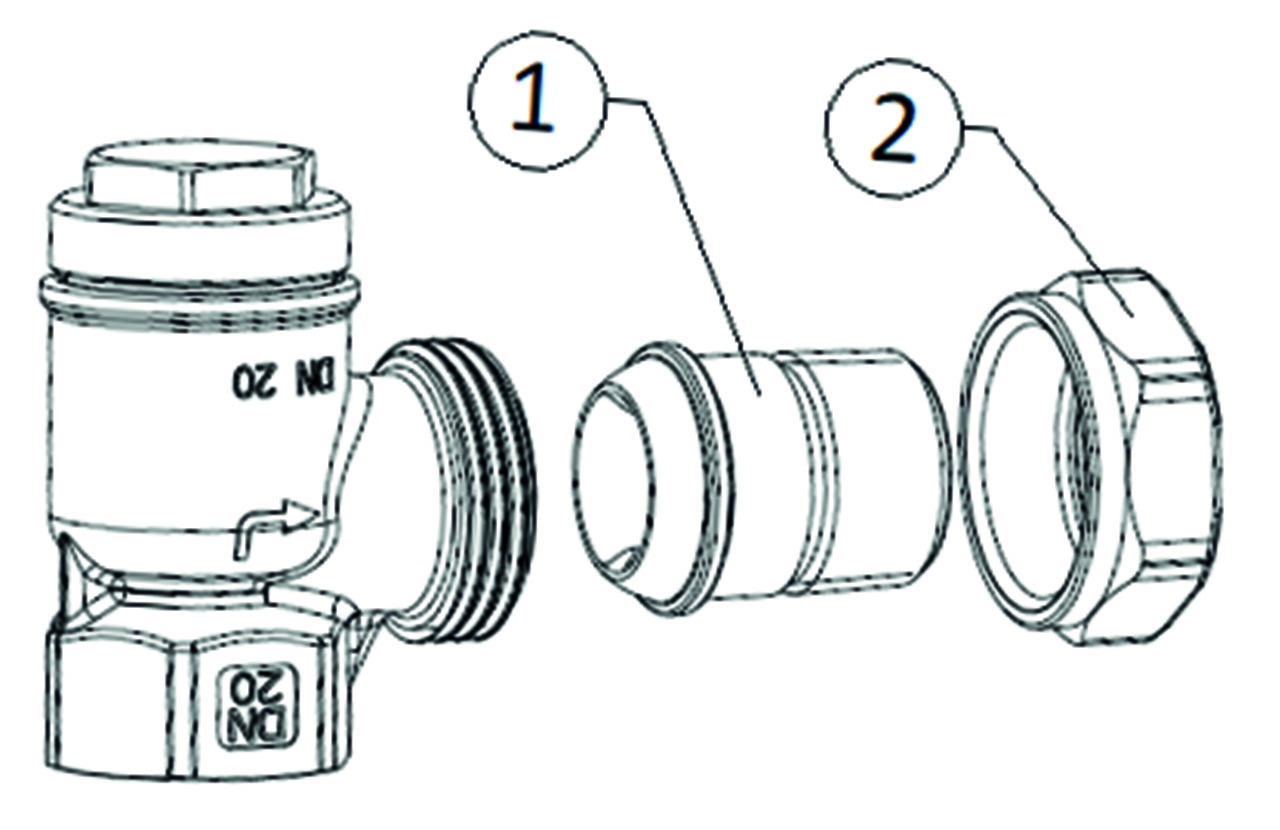 Resideo Rücklaufverschraubung, regelbar, Veramax, Eck, 3/4", vernickelt V2440E0020A