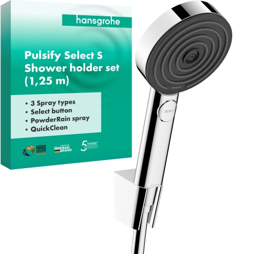 Hansgrohe Porterset Pulsify Select S 105 3 jet mit Brauseschlauch 1250mm chrom 24302000