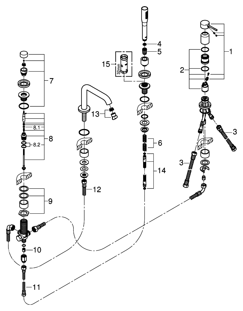 Grohe 4-Loch-Einhand-Wannenkombination Essence supersteel 25251DC1