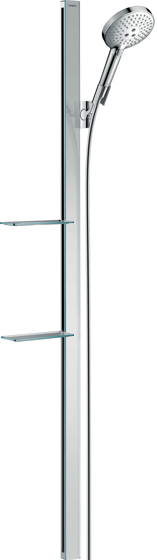 Hansgrohe Raindance Select S Brauseset 120 3jet mit Brausestange 1500mm und Ablagen, Chrom 27646000