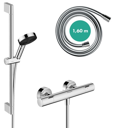 Hansgrohe Brausesystem Pulsify Select S 105 3 jet Eco Relaxation Ecostat Fine Brausestange 650mm chrom 24262000