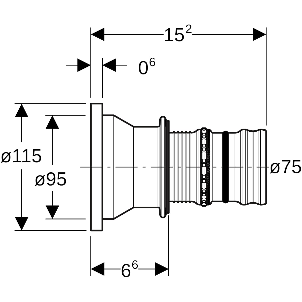 Geberit Mepla Bund mit Pressnippel zu Mepla Losflanschen PN 6 und PN 10/16 608.520.00.5