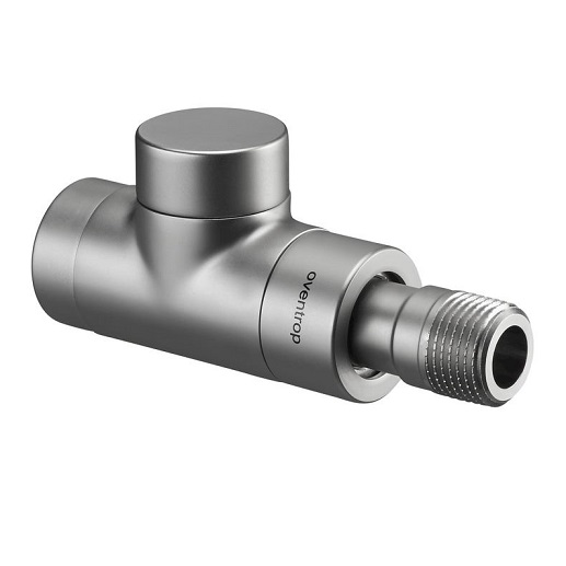 Oventrop Rücklauf Verschraubung "Combi E" DN15, 1/2", PN10, Durchgang, Edelstahl-Design 1167082
