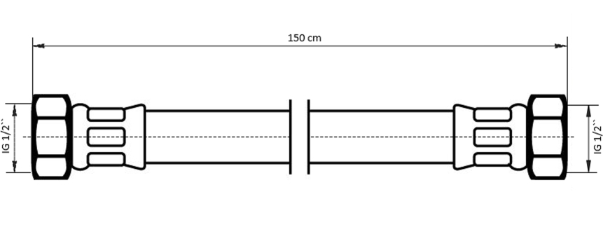 Neoperl NEOFLEX Panzerschlauch DN10 IG x IG, 1/2" x 1/2" 150cm 66875150