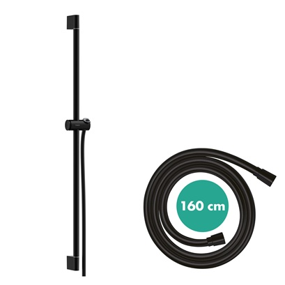 Hansgrohe Brausestange Unica/Pulsify 900mm mit Push Schieber und Brauseschlauch schwarzmatt 24401670