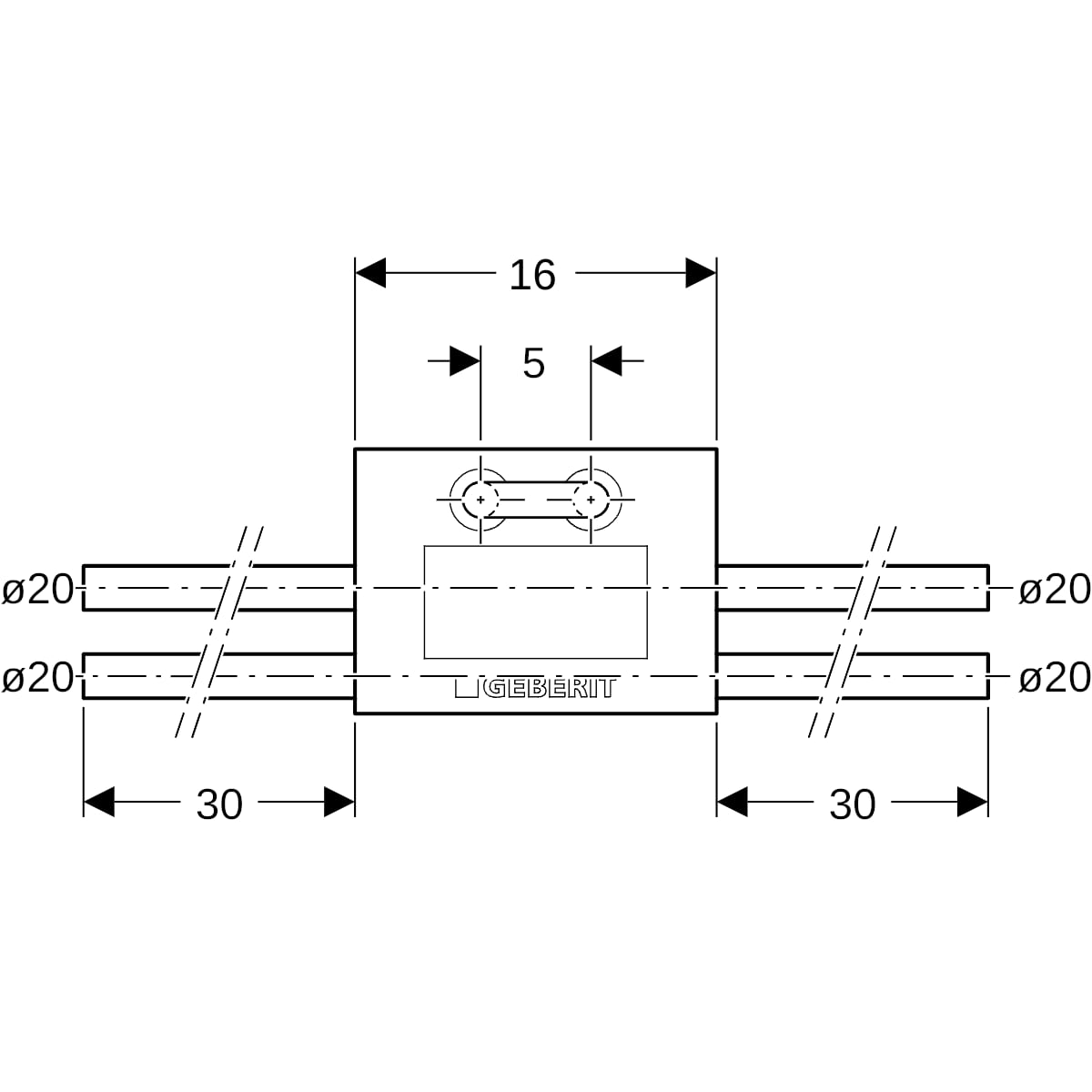 Geberit Anschlussbox Typ T d20-d16-d20 619.371.00.1