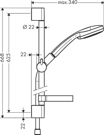 Hansgrohe Brauseset Croma 100 Vario EcoSmart mit Brausestange 650mm und Seifenschale, Chrom 27776000