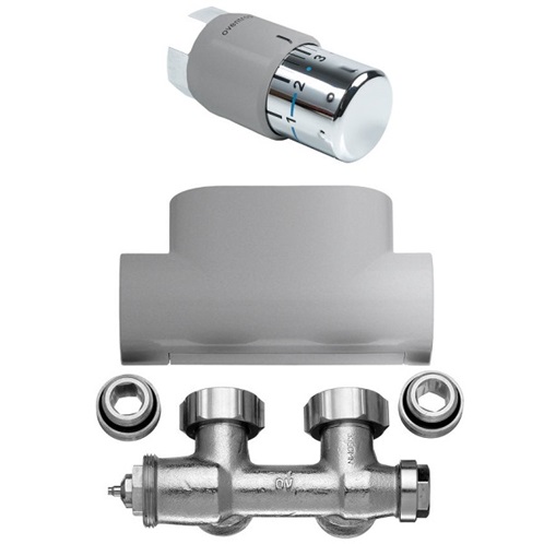 Basis-Arbonia Kermi Ventilhahnblock-Kombiset Eckform in Glanzsilber Metallic ZV03090001