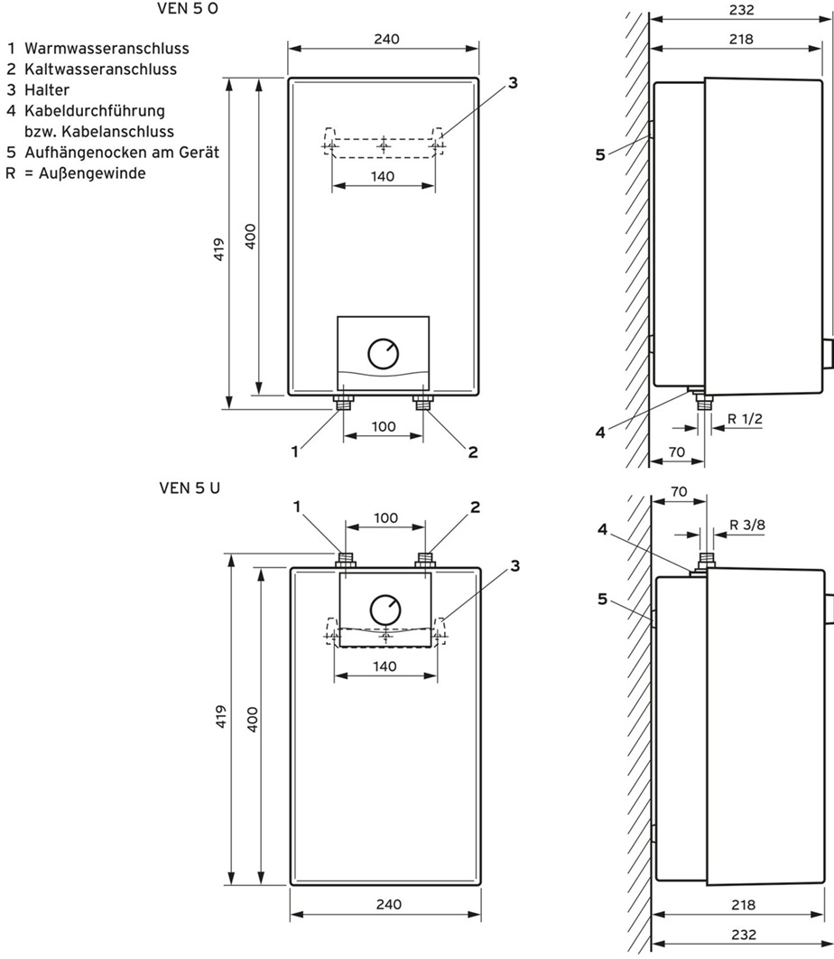 Vaillant eloSTOR VEN 5/7-5 U plus 5 Liter Untertischgerät mit Temperier-Armatur 0010021142