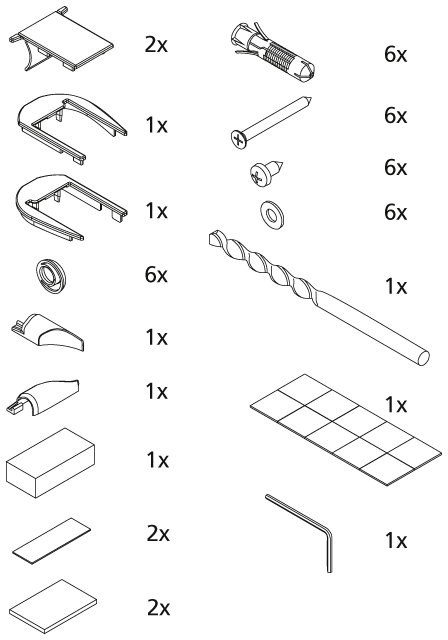 Kermi Set Montagekleinteile für Pendeltür 1-flügelig (AT STR/L, AT 1WR/L) 2533984