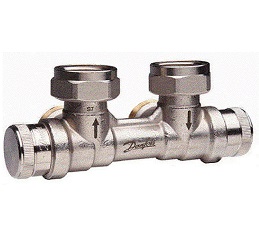 Danfoss dynamischer Hahnblock RLV-KDV für Ventil-Heizkörper G 3/4", Eck mit VL rechts 013G7874