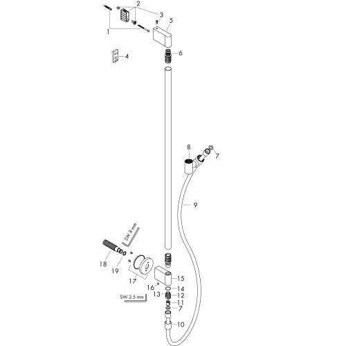 Hansgrohe AXOR One Brausestange 900mm mit Wandanschluss und Brauseschlauch 1600mm, Mattschwarz 48792670