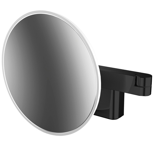 Emco LED-Kosmetikspiegel Evo 5-fach, 2-armig D=209mm schwarz, Direktanschluss, 2 Schalter, Farbwechsel, dimmbar 109513330