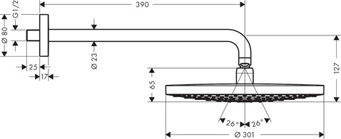 Hansgrohe Kopfbrause Raindance Select S 300 2 jet 300mm Brausearm 390mm weiss/chrom 27378400