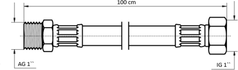 Neoperl NEOFLEX Panzerschlauch DN25 IG x AG, 1" x 1" 100cm 66940100