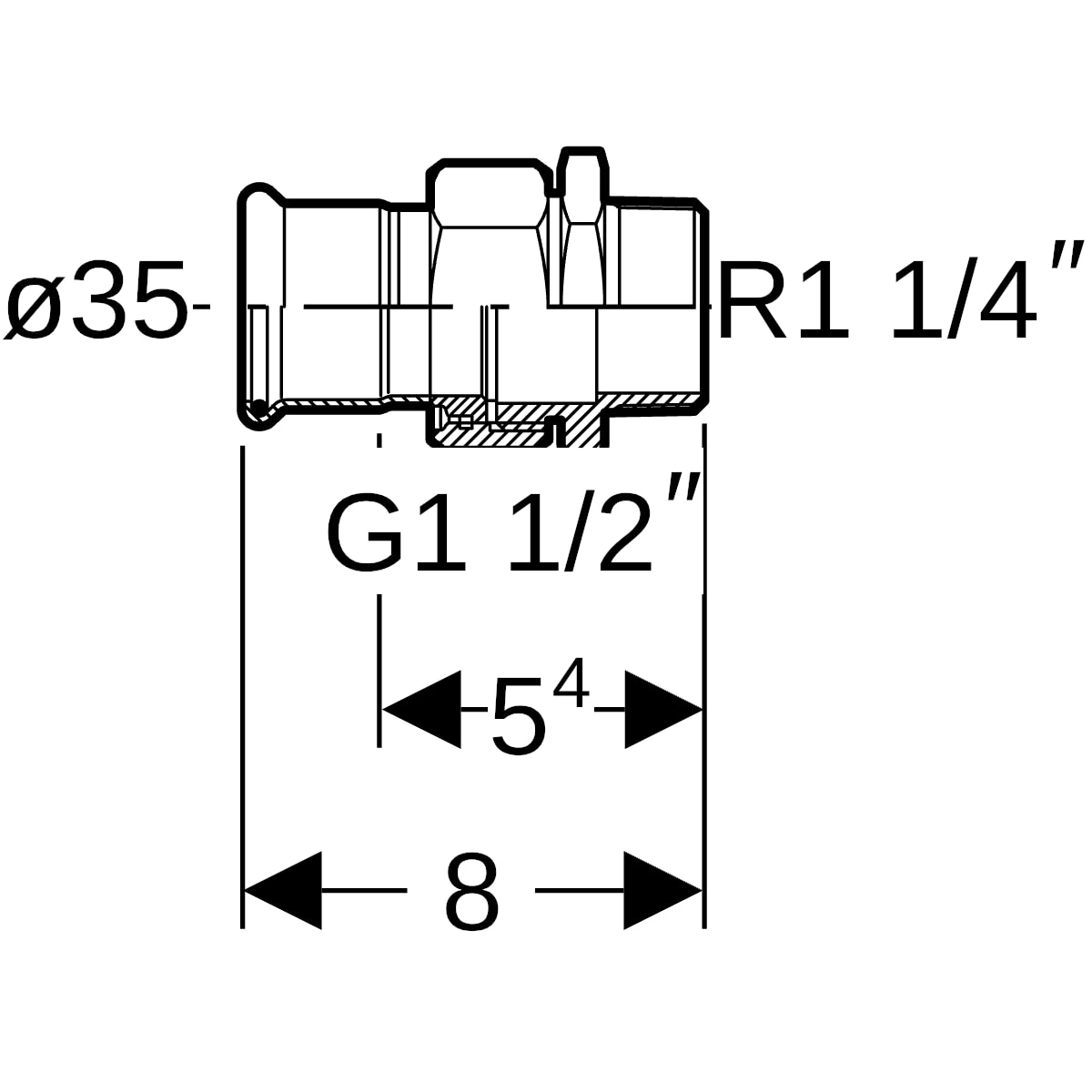 Geberit Mapress C-Stahl Übergangsverschraubung mit AG d35-R1 1/4 verzinkt 25338