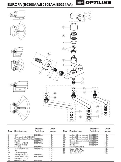 Ideal Standard Rohrauslauf, G3/4, 110mm, komplett zu B0106, chrom B961054AA