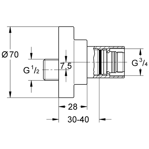 Grohe Anschlussverschraubung Atrio für Thermostat Wanne/Brause Aufputz chrom 47323000