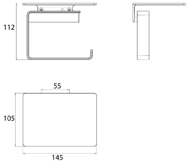 Emco Papierhalter mit Ablage Loft schwarz 059813303