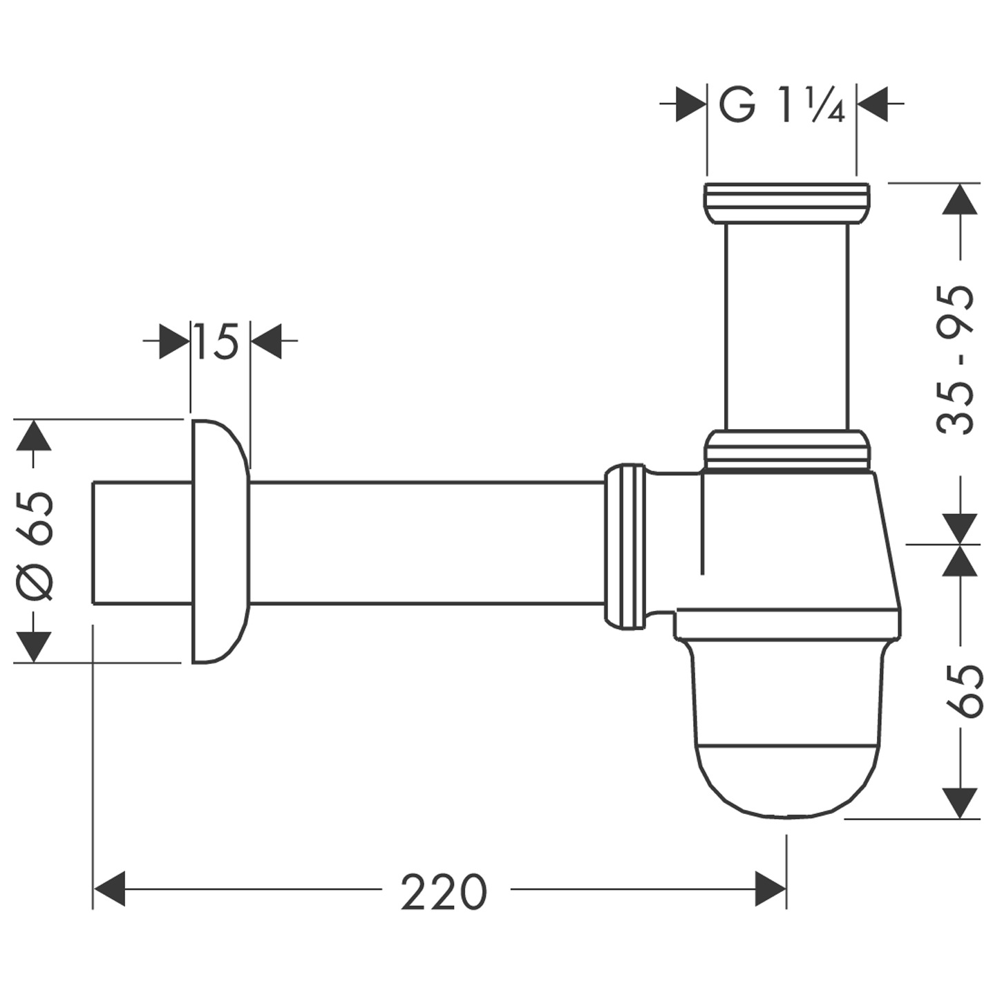 Hansgrohe Tassensiphon Standardmodell für Bidet, Chrom 55213000
