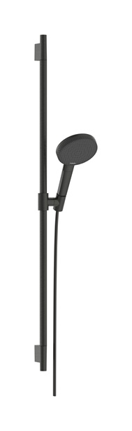 Hansgrohe Brauseset Raindance Alive Select S 125 3jet EcoSmart mit Brausestange Unica S Puro 900mm, Brushed Black Chrome 24603340