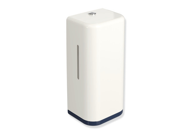 HEWI SENSORIC Elektronischer Schaumseifenspender, Korpus reinweiß, Rahmenelement / Entnahmeöffnung, 500ml, stahlblau 477.06.10399 50