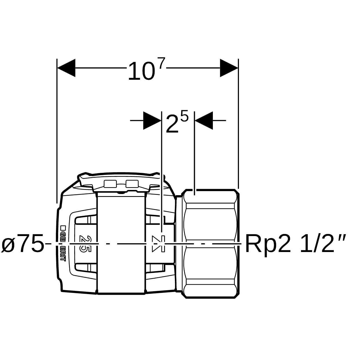 Geberit FlowFit Übergang mit Innengewinde SiBr d75-Rp2 1/2 620.407.00.1