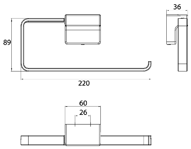 Emco Handtuchring Cue, starr rechts offen schwarz 325513300