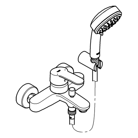 Grohe Eurostyle C Einhand-Wannenbatterie chrom mit Wandhalterset 3359220A