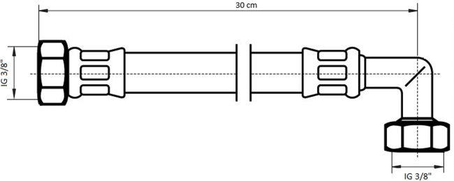 Neoperl NEOFLEX Panzerschlauch DN8 IG x IG gebogen, 3/8" x 3/8" 30cm 66861130